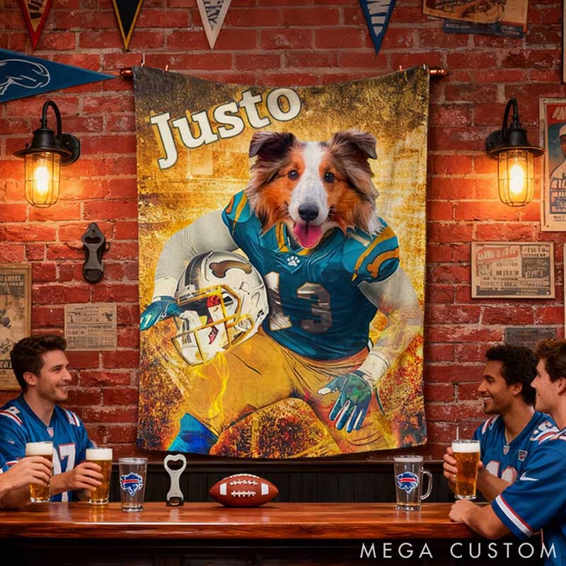 Personalized Pet Lover Photo and Name Football Pet Blanket San Diego Football Team Dog Cat Blanket Custom Sport Favorite Team Blanket