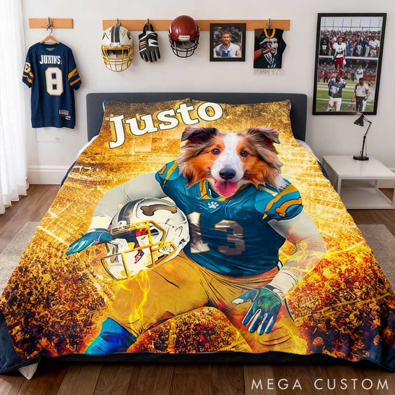 Personalized Pet Lover Photo and Name Football Pet Blanket San Diego Football Team Dog Cat Blanket Custom Sport Favorite Team Blanket