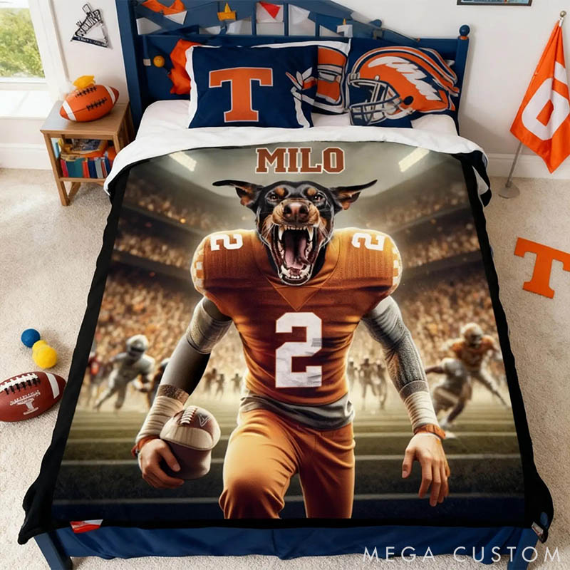 Personalized Pet Lover Photo and Name Football Pet Blanket Tennessee Football Team Dog Cat Blanket Custom Sport Favorite Team Blanket