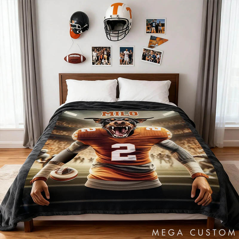 Personalized Pet Lover Photo and Name Football Pet Blanket Tennessee Football Team Dog Cat Blanket Custom Sport Favorite Team Blanket