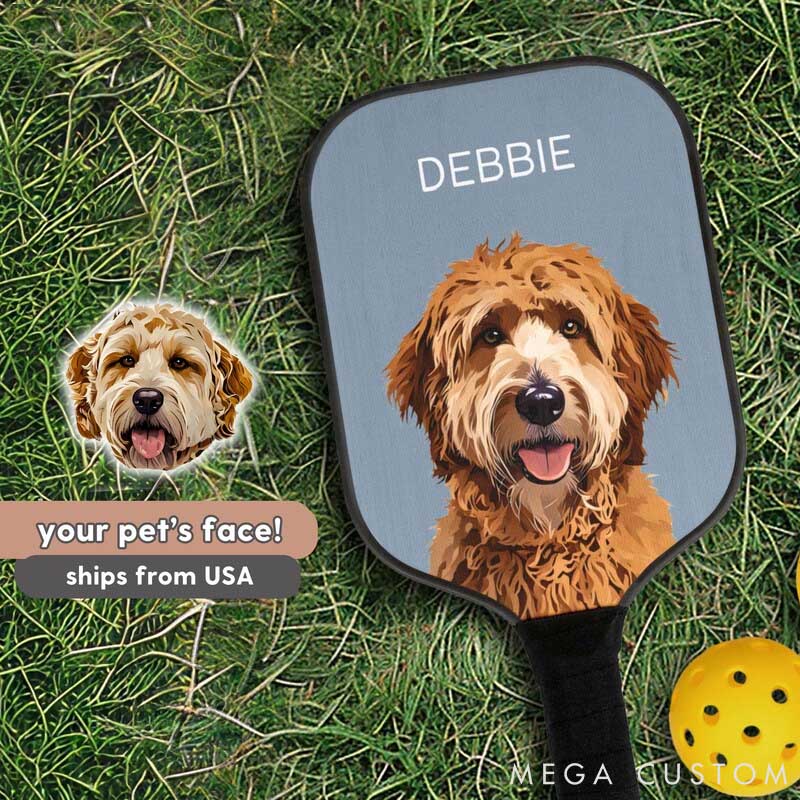 Personalized Pet Lover Photo and Name Pickleball Paddle Cover