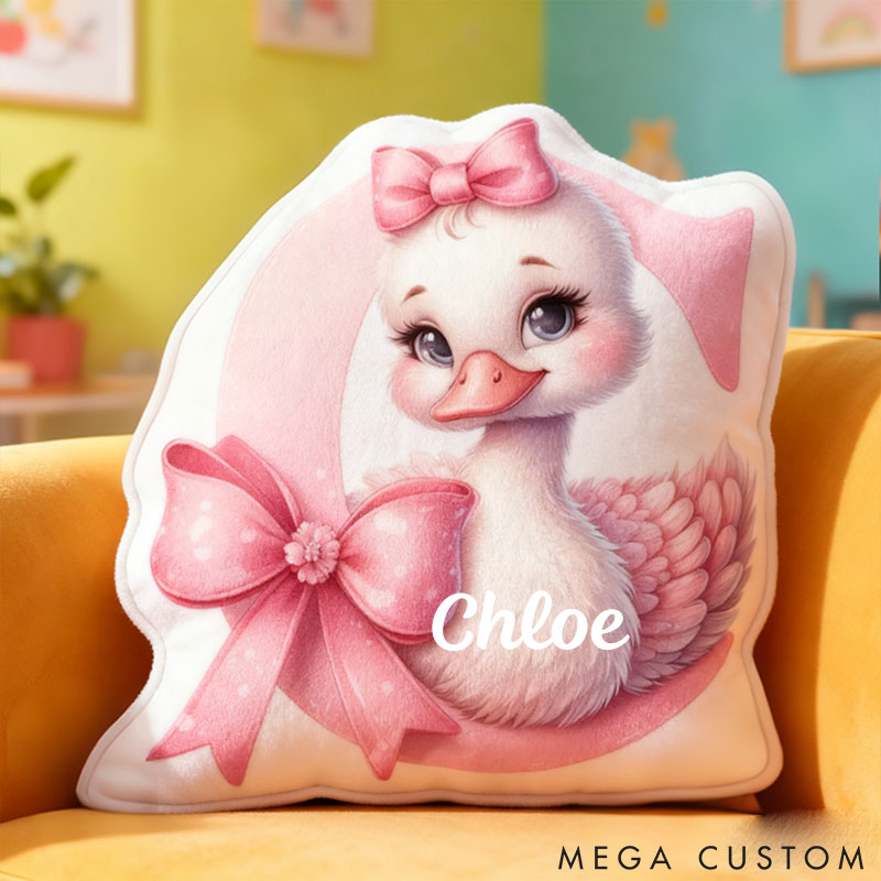 Personalized Pet Lover Pink Baby Swan Letter Pillow with Custom Name Graphic 3D Print