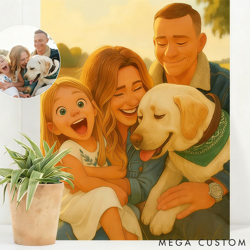 Personalized Pet Lover Pixar Style Cartoon Portrait from Photo Personalized Couple Portrait