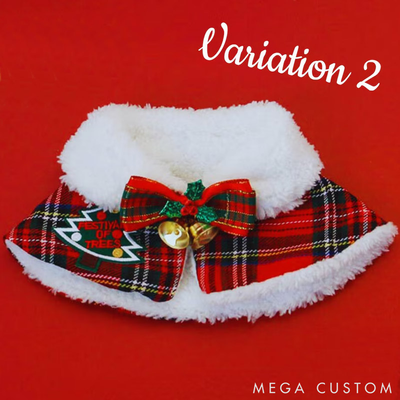 Personalized Pet Lover Plaid Dog Scarf with Faux Fur Collar Christmas Pet Cape Winter Cat Outfit