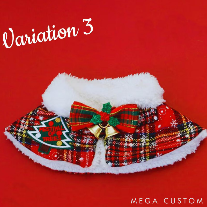 Personalized Pet Lover Plaid Dog Scarf with Faux Fur Collar Christmas Pet Cape Winter Cat Outfit