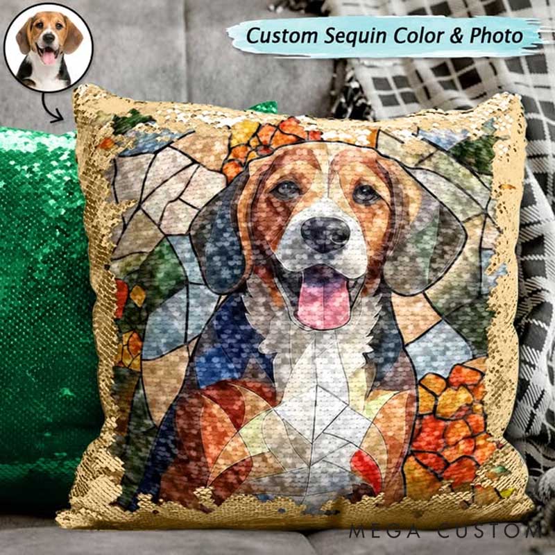 Personalized Pet Lover Sequin Pillow Mermaid Sequin Cushion Magic Reversible Throw Pillow