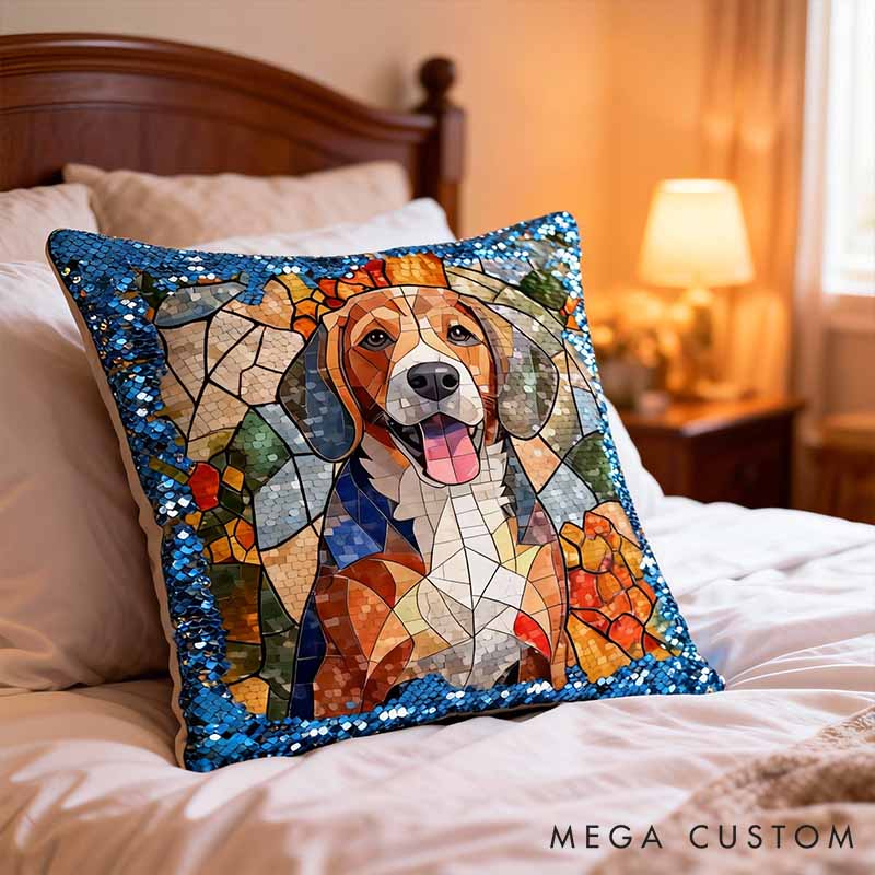 Personalized Pet Lover Sequin Pillow Mermaid Sequin Cushion Magic Reversible Throw Pillow