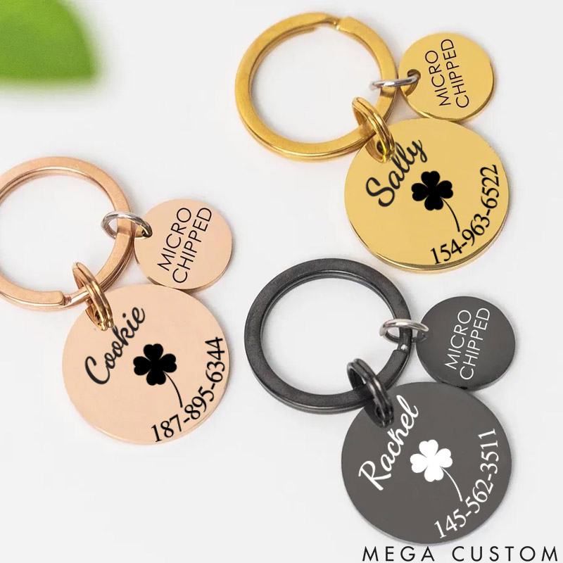 Personalized Pet Lover Stylish and Durable ID Tags for Your Furry Friends Four-Leaf Clover Tags