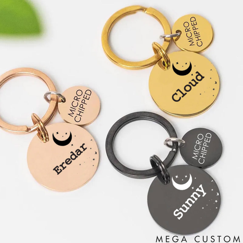 Personalized Pet Lover Stylish and Durable ID Tags for Your Furry Friends Moon and Star Tags