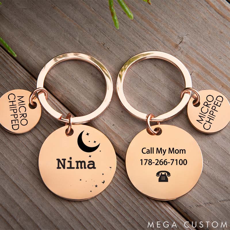 Personalized Pet Lover Stylish and Durable ID Tags for Your Furry Friends Moon and Star Tags