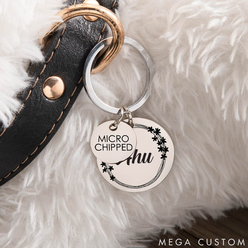Personalized Pet Lover Stylish and Durable ID Tags for Your Furry Friends Round Flower Tags