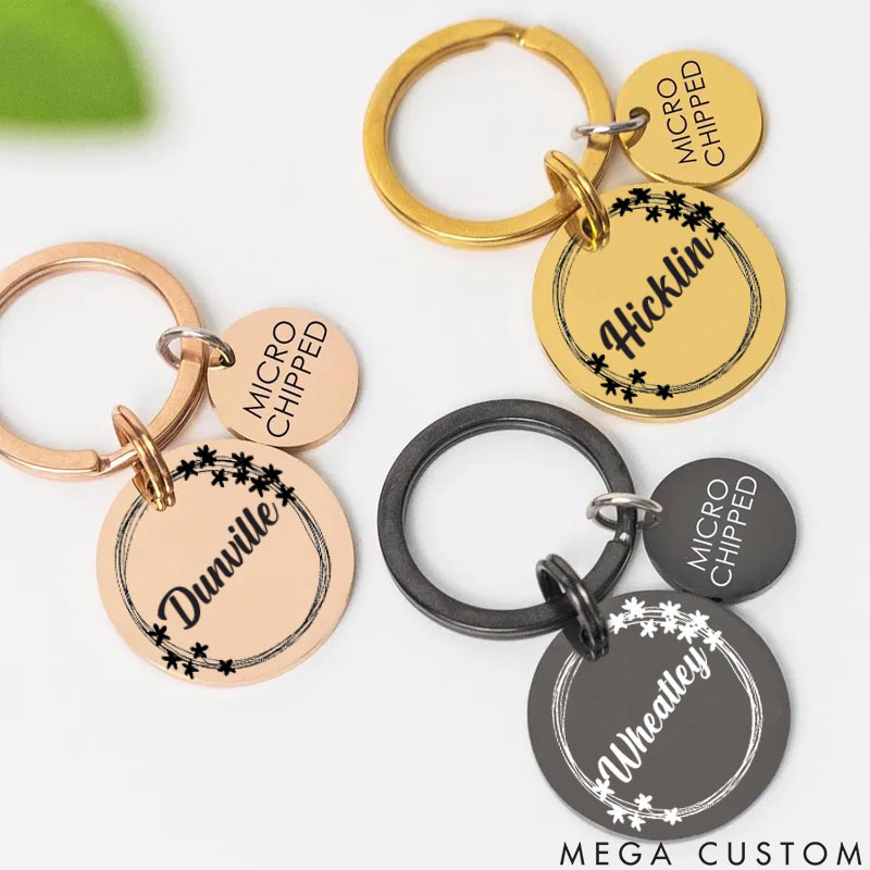 Personalized Pet Lover Stylish and Durable ID Tags for Your Furry Friends Round Flower Tags