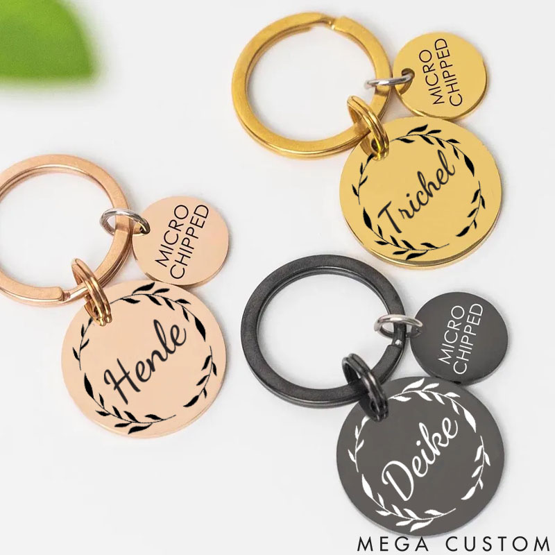 Personalized Pet Lover Stylish and Durable ID Tags for Your Furry Friends Round Wreath Tags