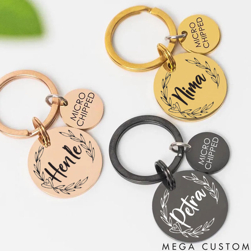 Personalized Pet Lover Stylish and Durable ID Tags for Your Furry Friends Wreath and Heart Tags