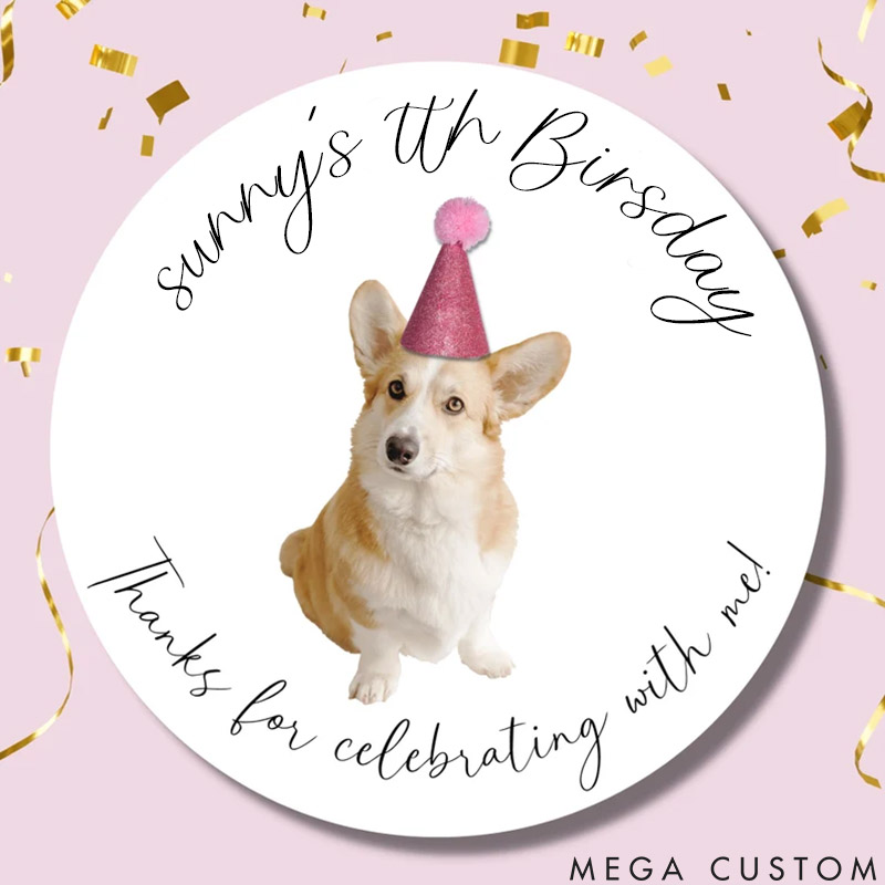 Personalized Pet Lover Thanks for Celebrating with Me Image Stickers