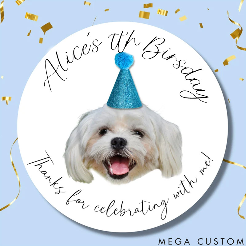 Personalized Pet Lover Thanks for Celebrating with Me Image Stickers