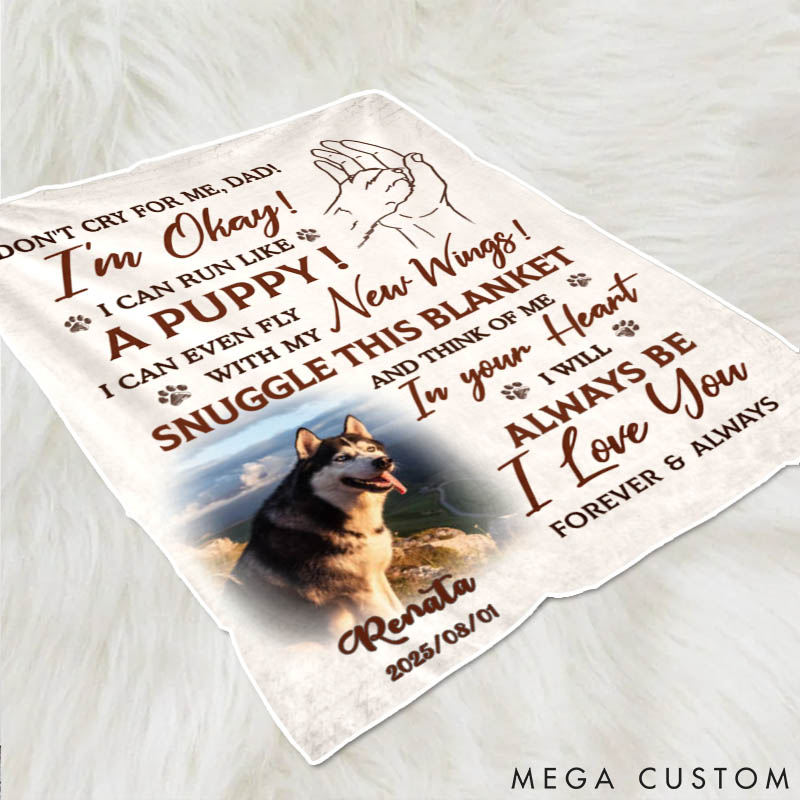 Personalized Pet Lover Think of Me in Dad Heart Throw Blanket