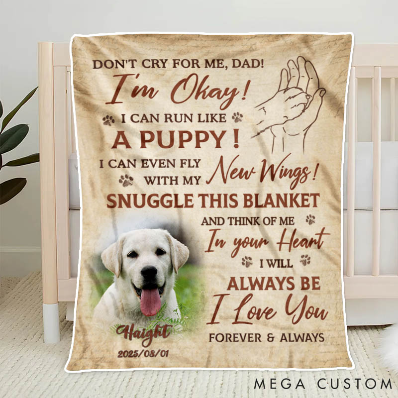 Personalized Pet Lover Think of Me in Dad Heart Throw Blanket