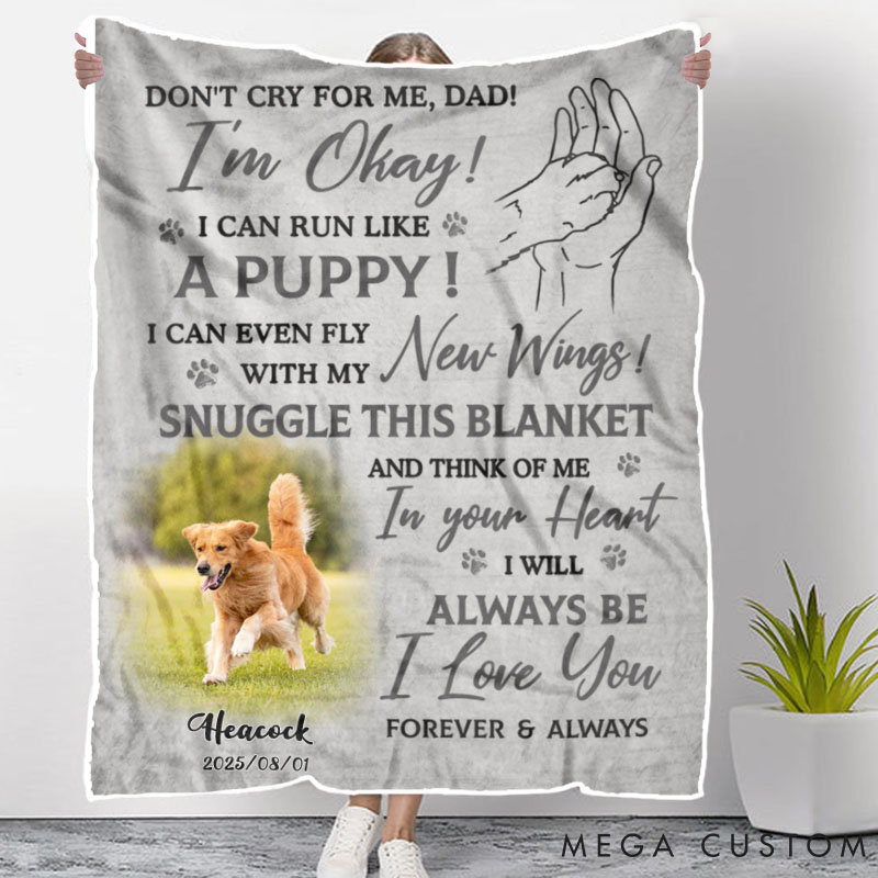 Personalized Pet Lover Think of Me in Dad Heart Throw Blanket