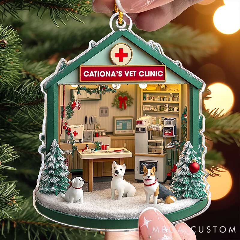 Personalized Pet Lover Vet Clinic Christmas Ornament