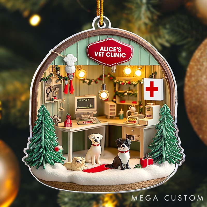 Personalized Pet Lover Vet Clinic Christmas Ornament