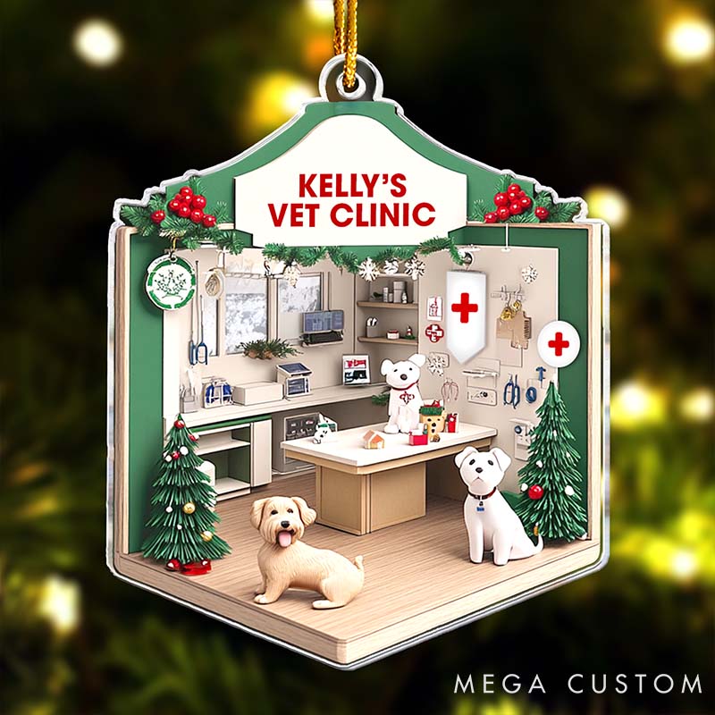 Personalized Pet Lover Vet Clinic Christmas Ornament