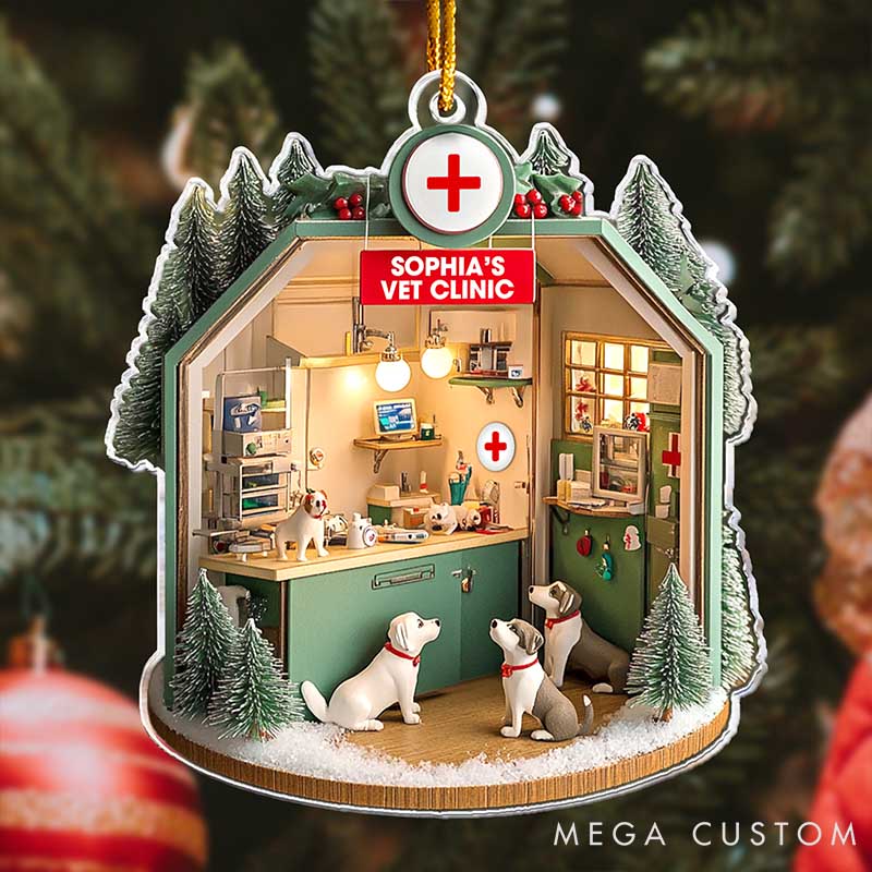 Personalized Pet Lover Vet Clinic Christmas Ornament