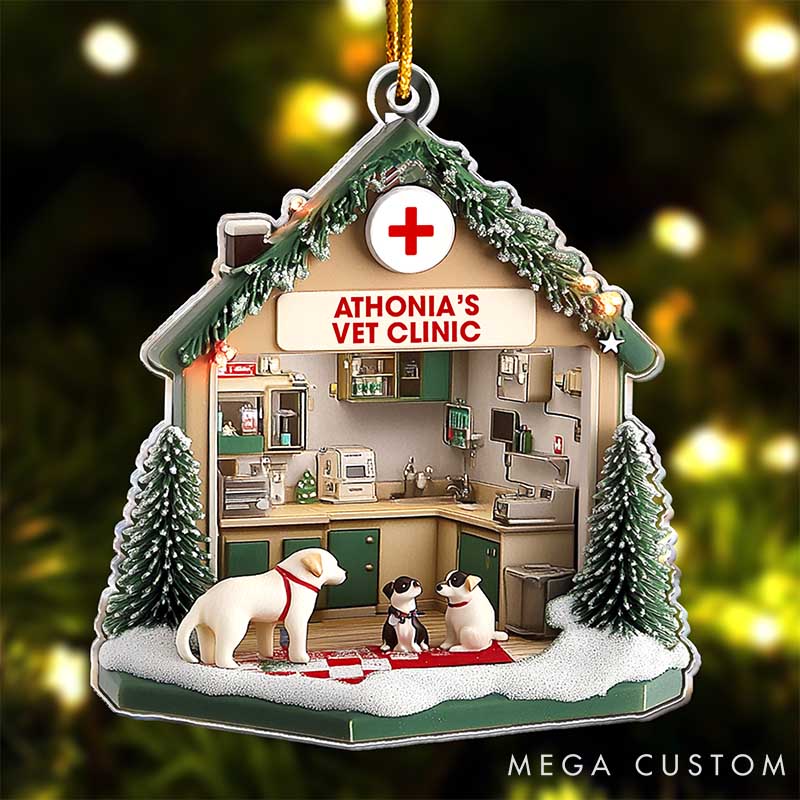 Personalized Pet Lover Vet Clinic Christmas Ornament