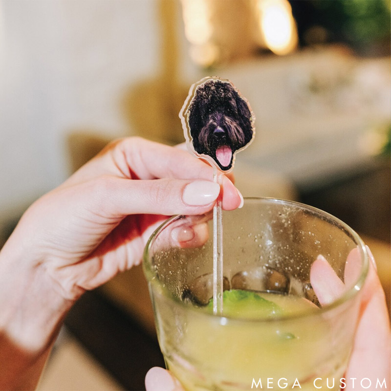 Personalized Pet Lover Watercolor Acrylic Cocktail Stir Sticks