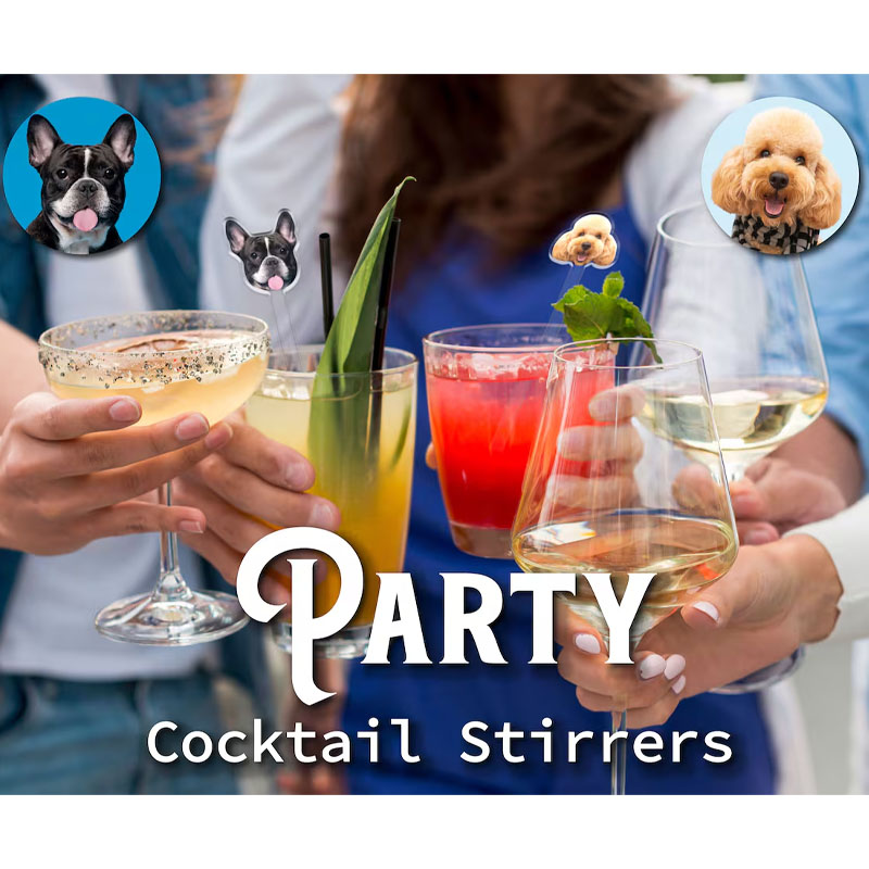 Personalized Pet Lover Watercolor Acrylic Cocktail Stir Sticks