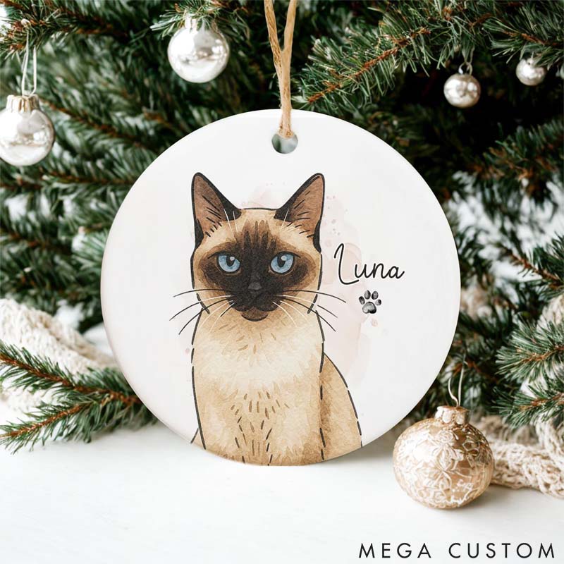 Personalized Pet Lover Watercolor Photo Pet Portrait Christmas Ornament
