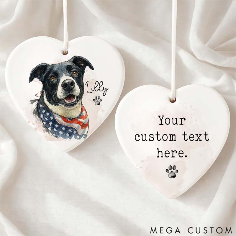 Personalized Pet Lover Watercolor Photo Pet Portrait Christmas Ornament
