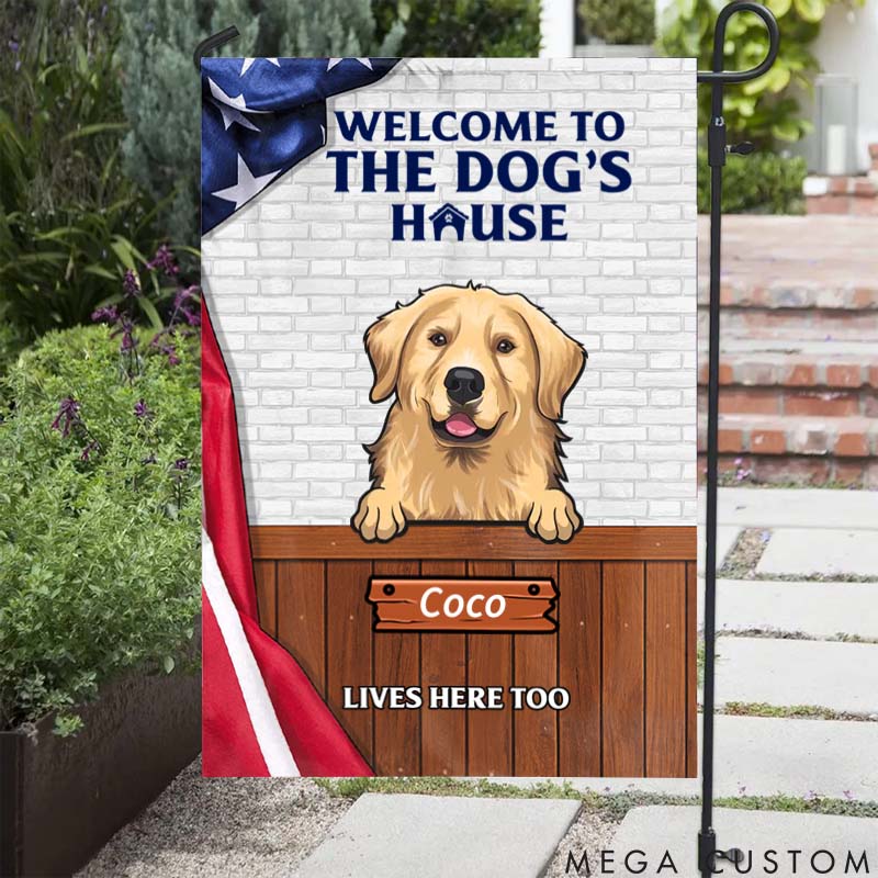 Personalized Pet Lover Welcome to the Dogs' House Garden Flag