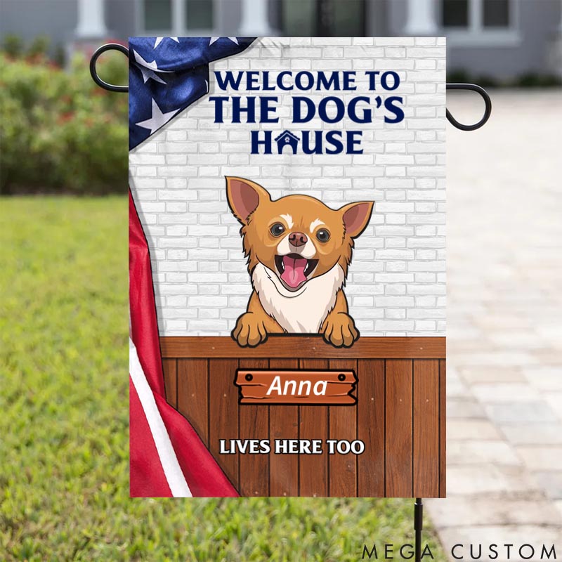 Personalized Pet Lover Welcome to the Dogs' House Garden Flag