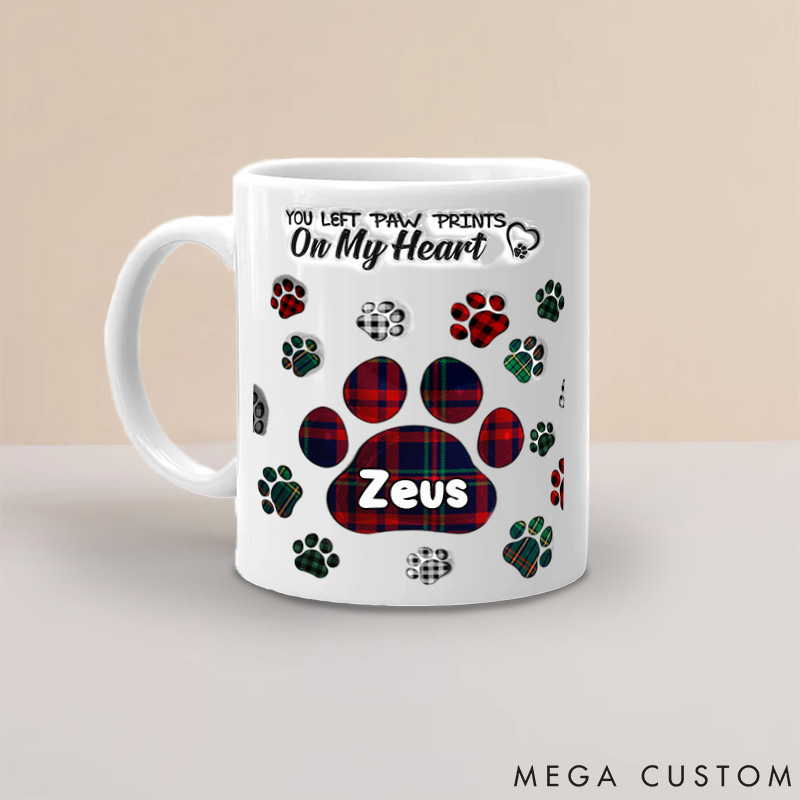 Personalized Pet Lover You Left Paw Prints on My Heart Mugs