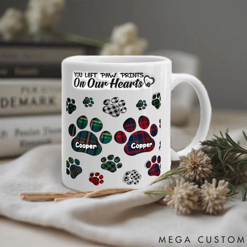 Personalized Pet Lover You Left Paw Prints on My Heart Mugs
