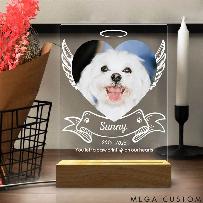 Personalized Pet Lover You Left a Paw Print on Our Hearts Pet Light