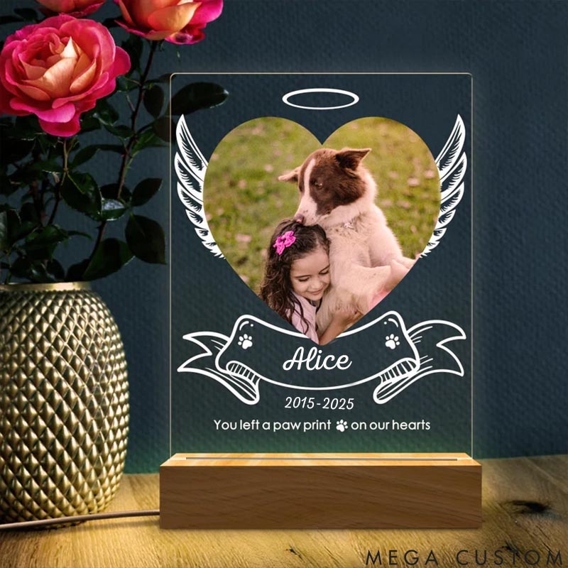 Personalized Pet Lover You Left a Paw Print on Our Hearts Pet Light