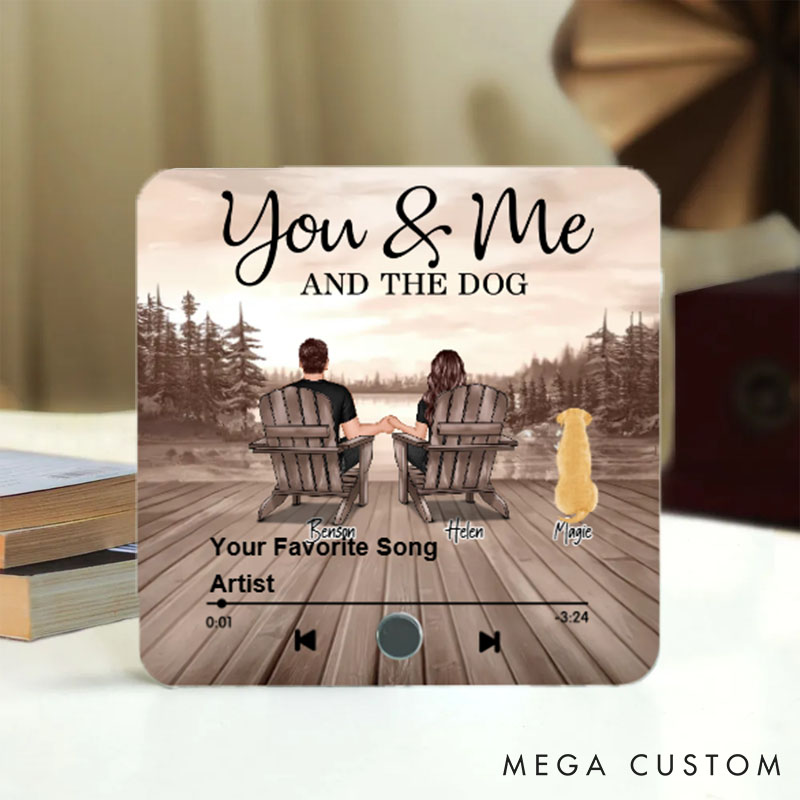 Personalized Pet Lover You Me and the Dogs Cats Beach Landscape Fridge Magnet