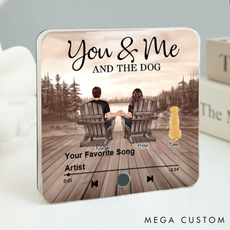 Personalized Pet Lover You Me and the Dogs Cats Beach Landscape Fridge Magnet
