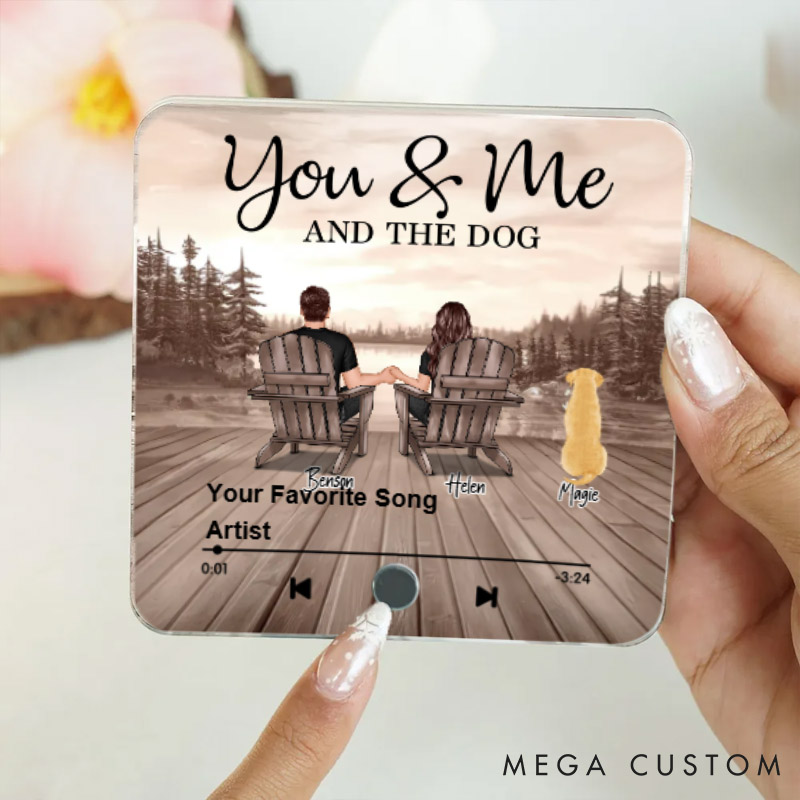 Personalized Pet Lover You Me and the Dogs Cats Beach Landscape Fridge Magnet