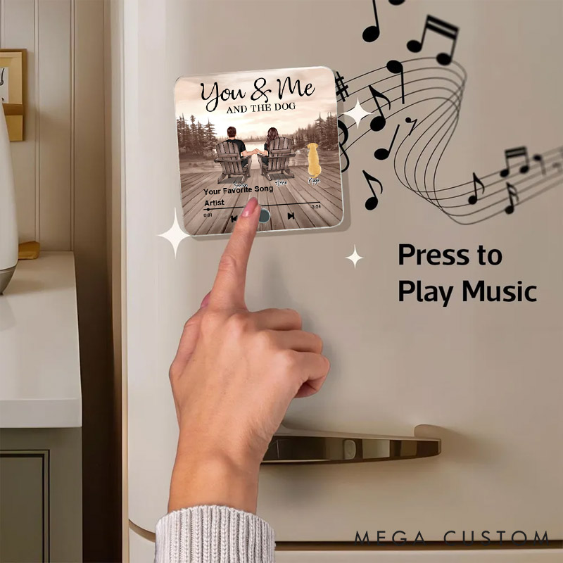 Personalized Pet Lover You Me and the Dogs Cats Beach Landscape Fridge Magnet