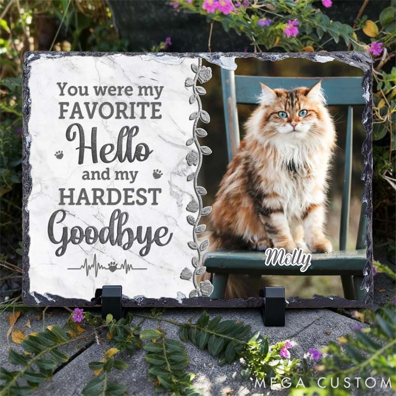 Personalized Pet Lover You Were My Favorite Hello Pet Memorial Photo Garden Stone with Name Courtyard Graveyard Keepsake Gift