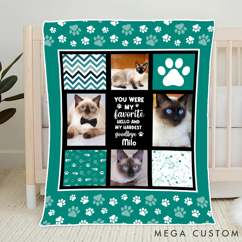 Personalized Pet Lover You were My Favorite Hello Pet Memorial Throw Blanket