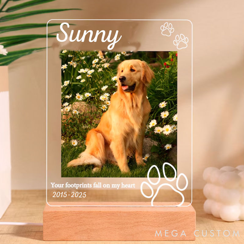 Personalized Pet Lover Your Footprints Fall on My Heart Pet Light