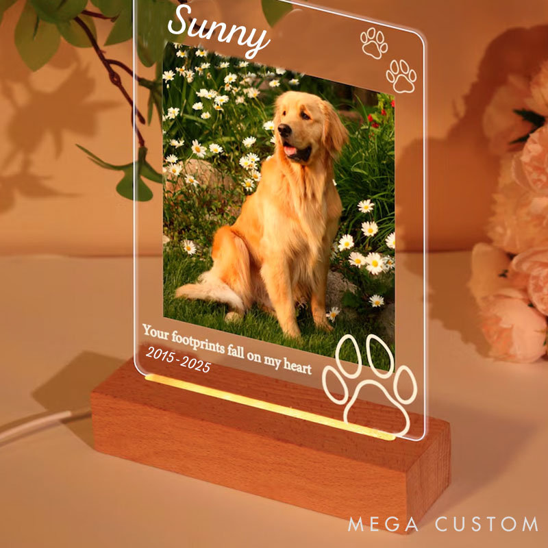 Personalized Pet Lover Your Footprints Fall on My Heart Pet Light