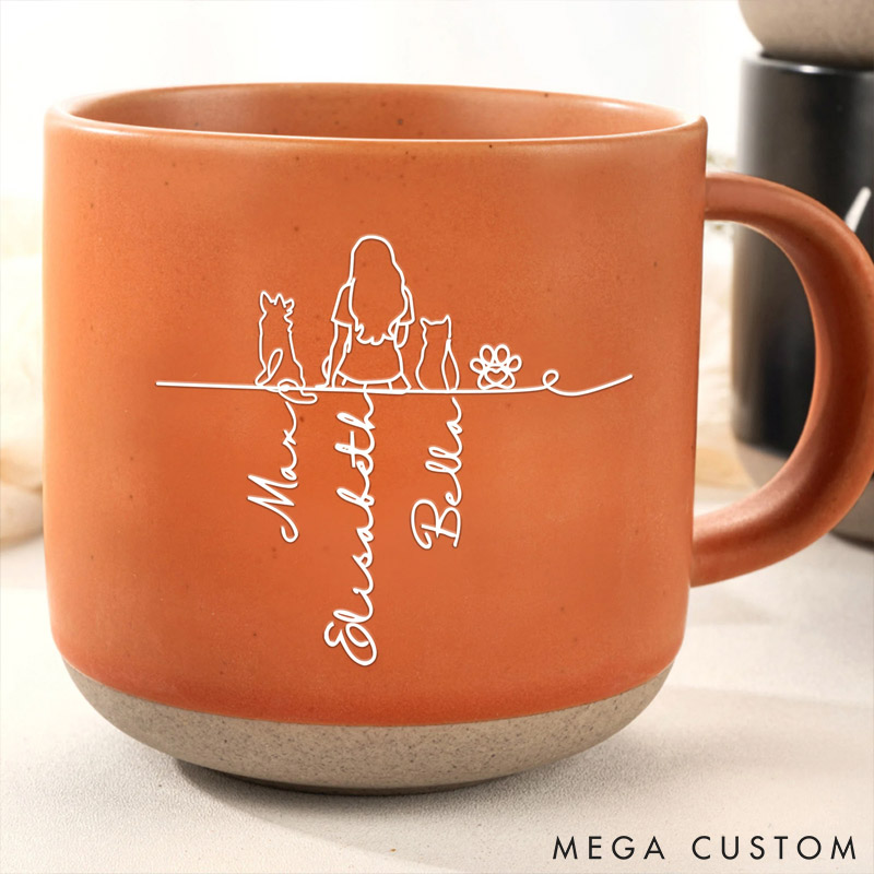 Personalized Pet Lover Your Silhouette Always with Me Pet Character Silhouette Mugs