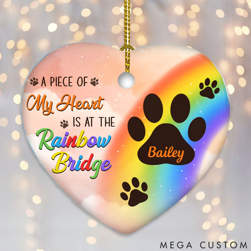 Personalized Pet Lover at the Rainbow Bridge Christmas Ornament
