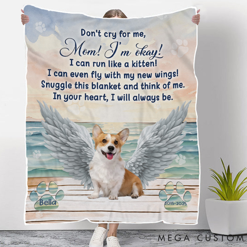 Personalized Pet Lover don't Cry for My Pet Loss Throw Blanket