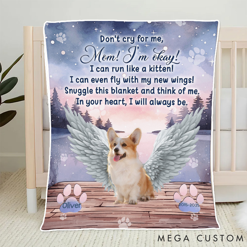 Personalized Pet Lover don't Cry for My Pet Loss Throw Blanket